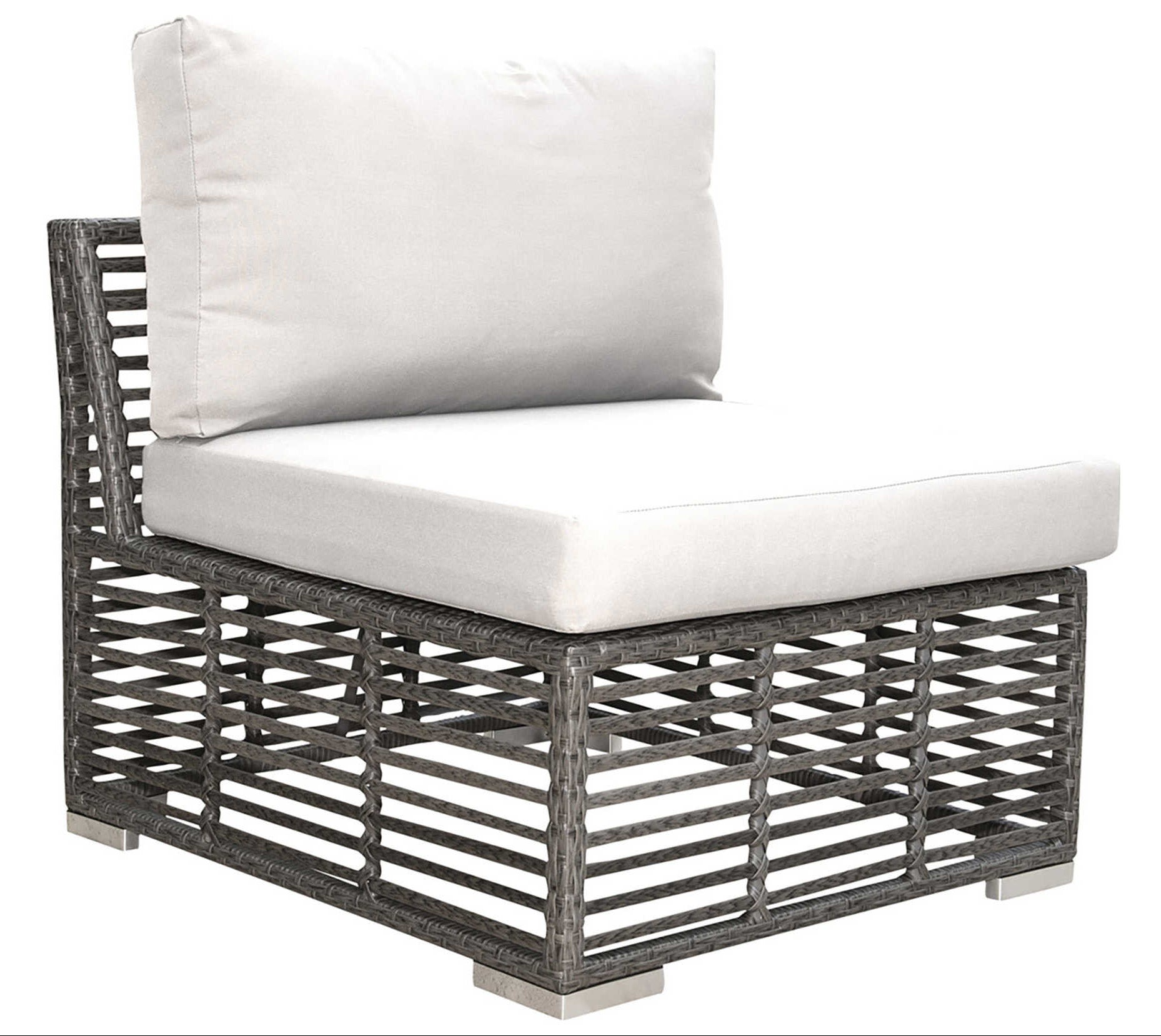 Panama Jack Graphite Aluminum Outdoor Modular Armless Chair with Cushion
