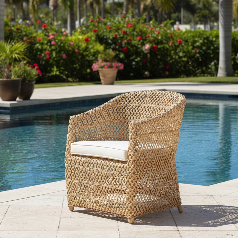 Panama Jack Sumatra Outdoor Wicker Barrel Chair with Cushions
