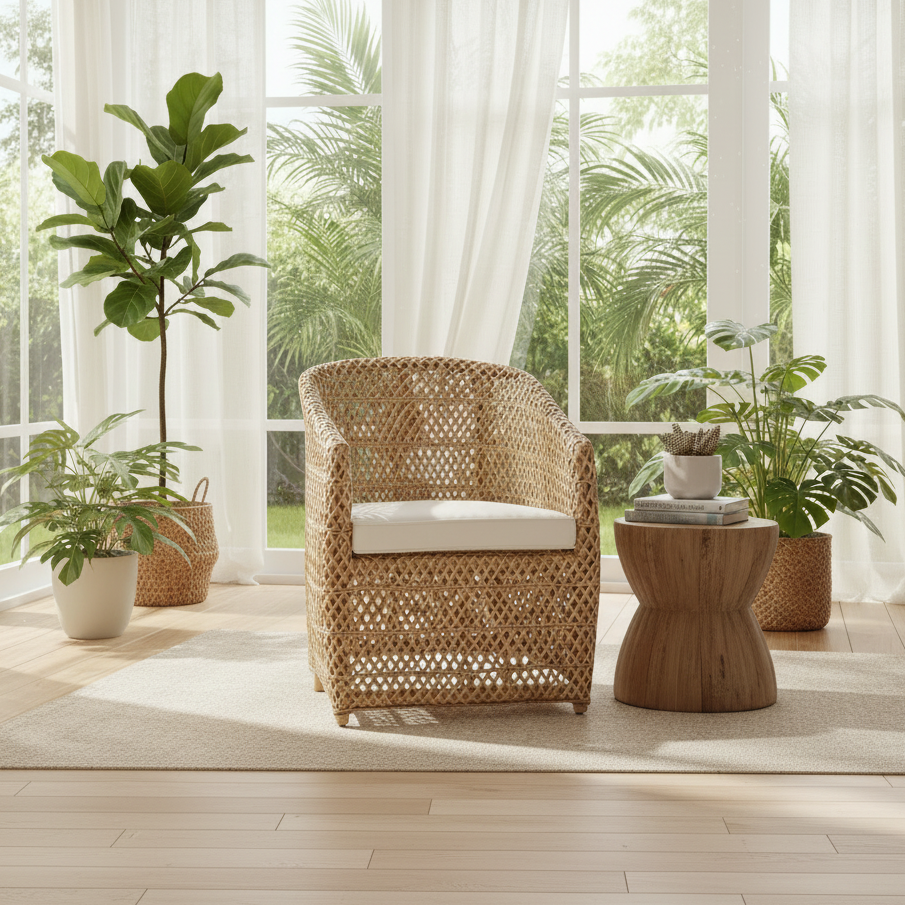 Panama Jack Sumatra Outdoor Wicker Barrel Chair with Cushions