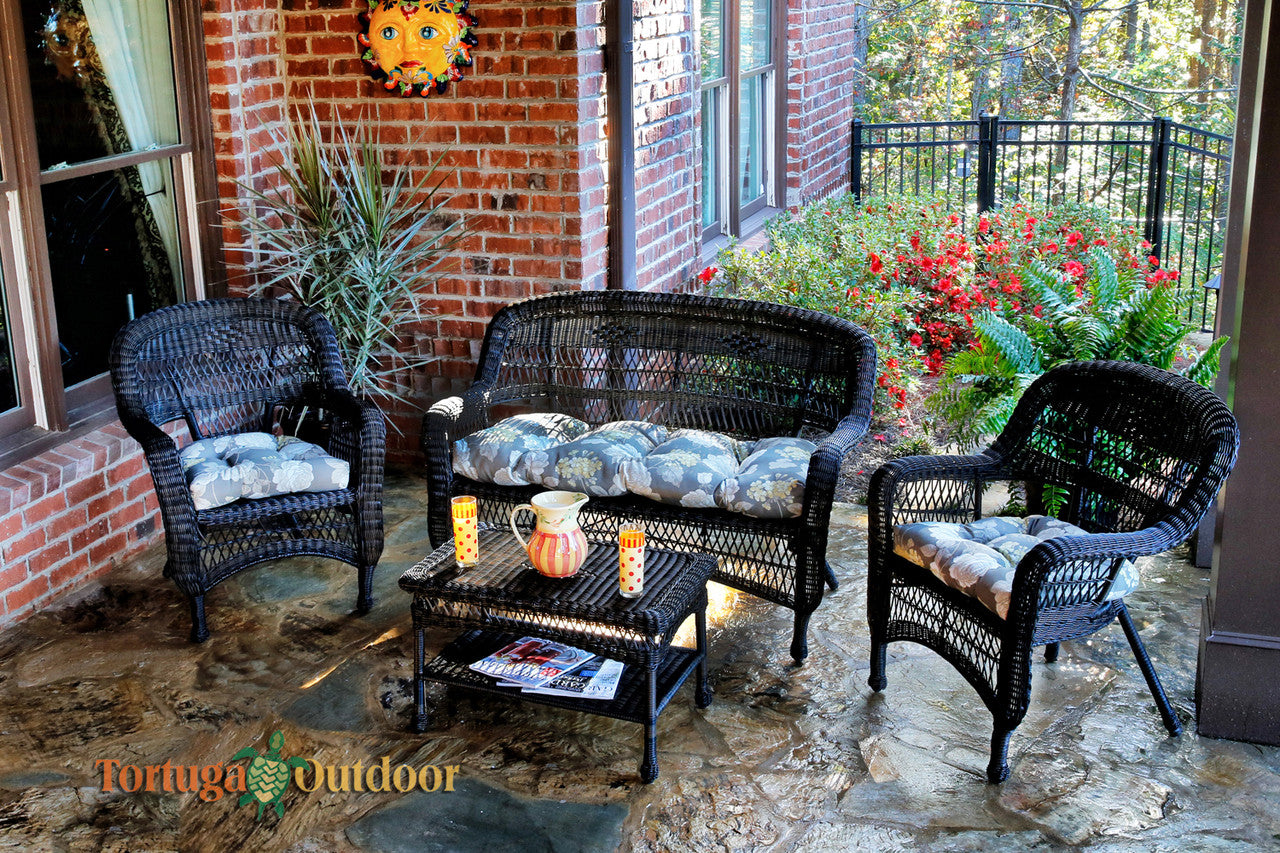 Black wicker outdoor online table