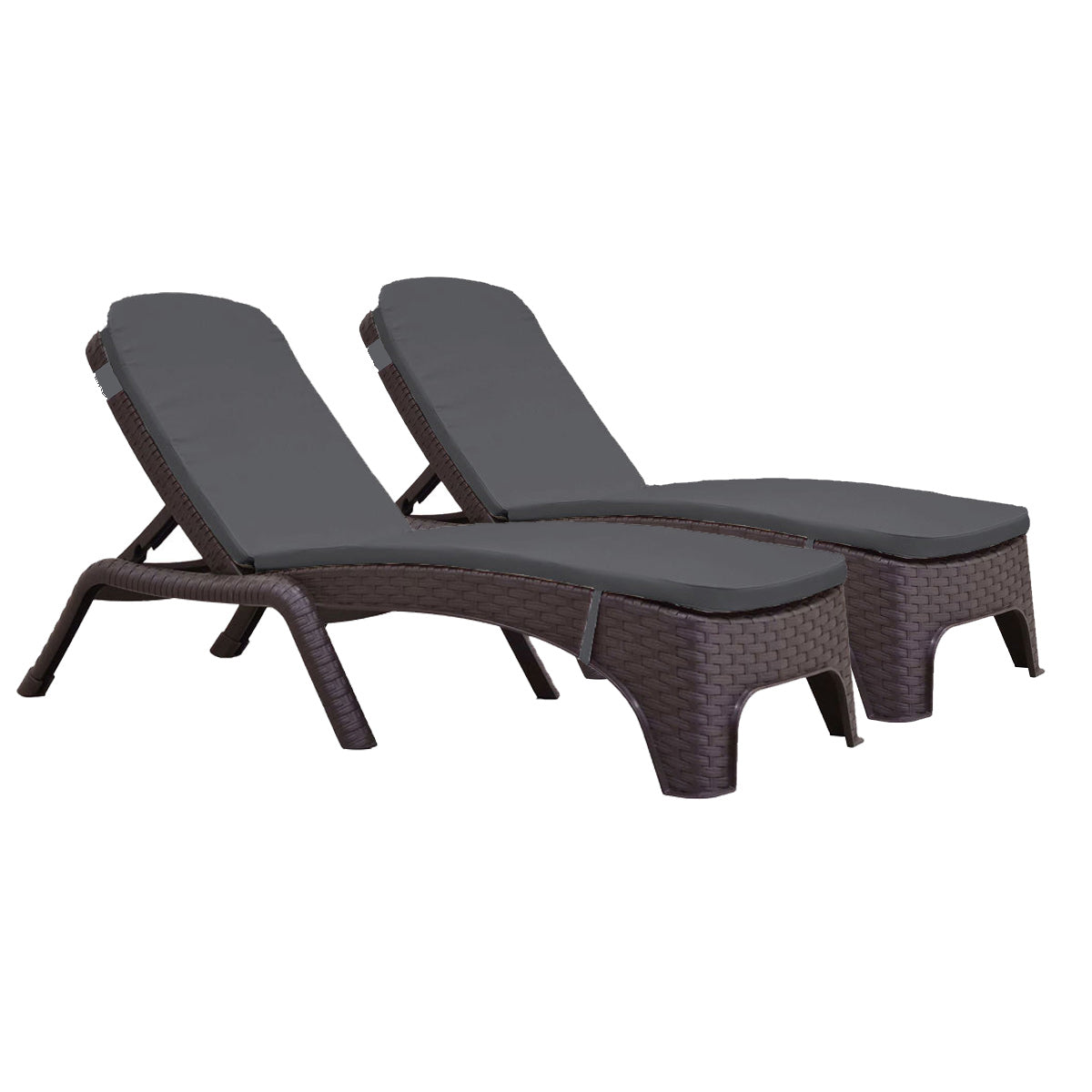 Rainbow Outdoor Roma Set of 2 Chaise Lounger-Brown With Cushion
