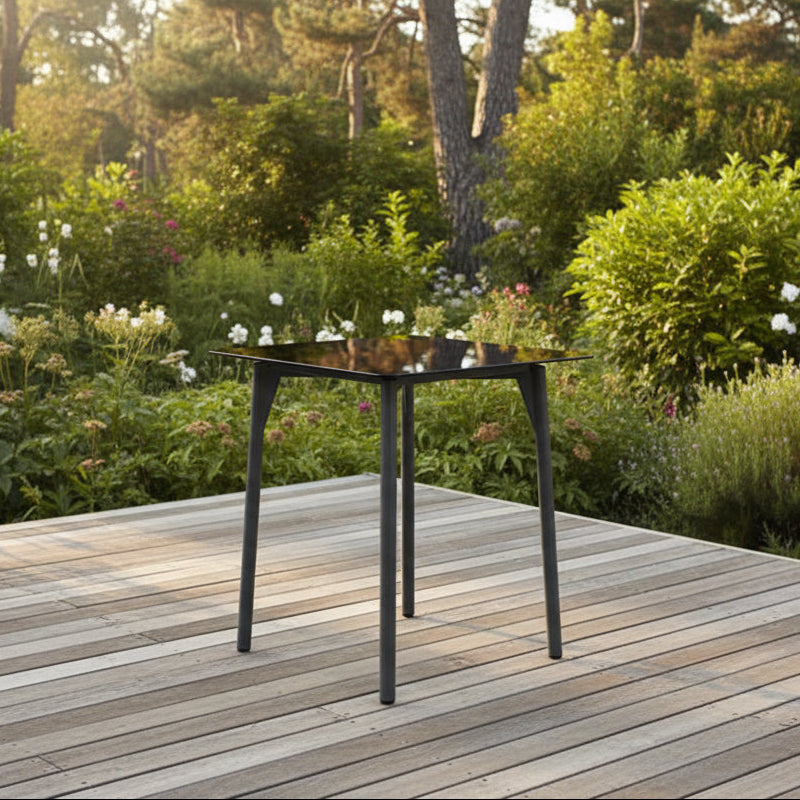 Skyline Design Rodona Aluminum Outdoor Square Pub Table with Glass