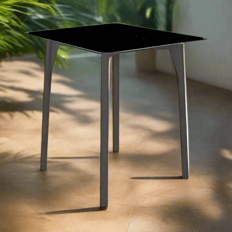 Skyline Design Rodona Aluminum Outdoor Square Pub Table with Glass
