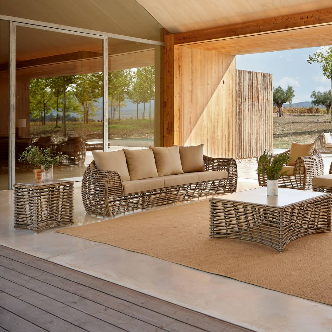 Skyline Design Ruby Wicker Outdoor End Table with Glass
