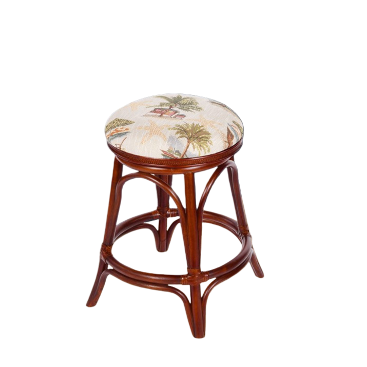 Alexander & Sheridan Serengeti Rattan Indoor 24" Swivel Backless Barstool