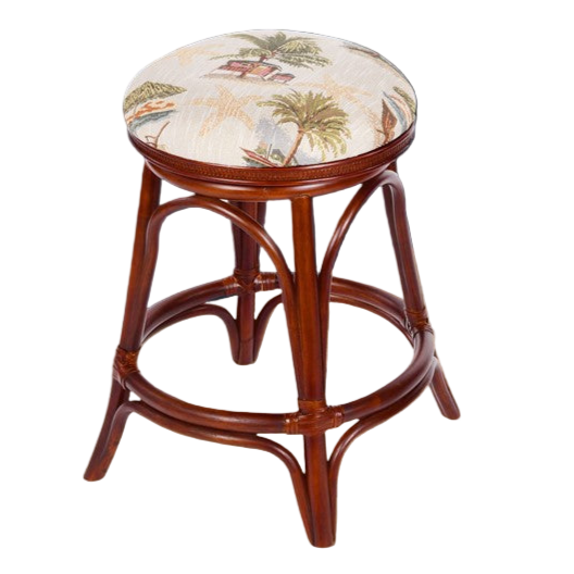 Alexander & Sheridan Serengeti Rattan Indoor 24" Swivel Backless Barstool