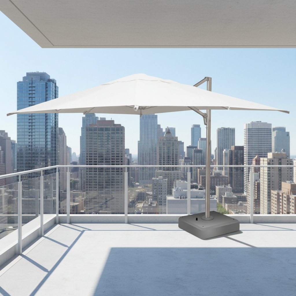 DecoScape The Grand 10' Outdoor Cantilever Umbrella - Mirror Anodized Finish