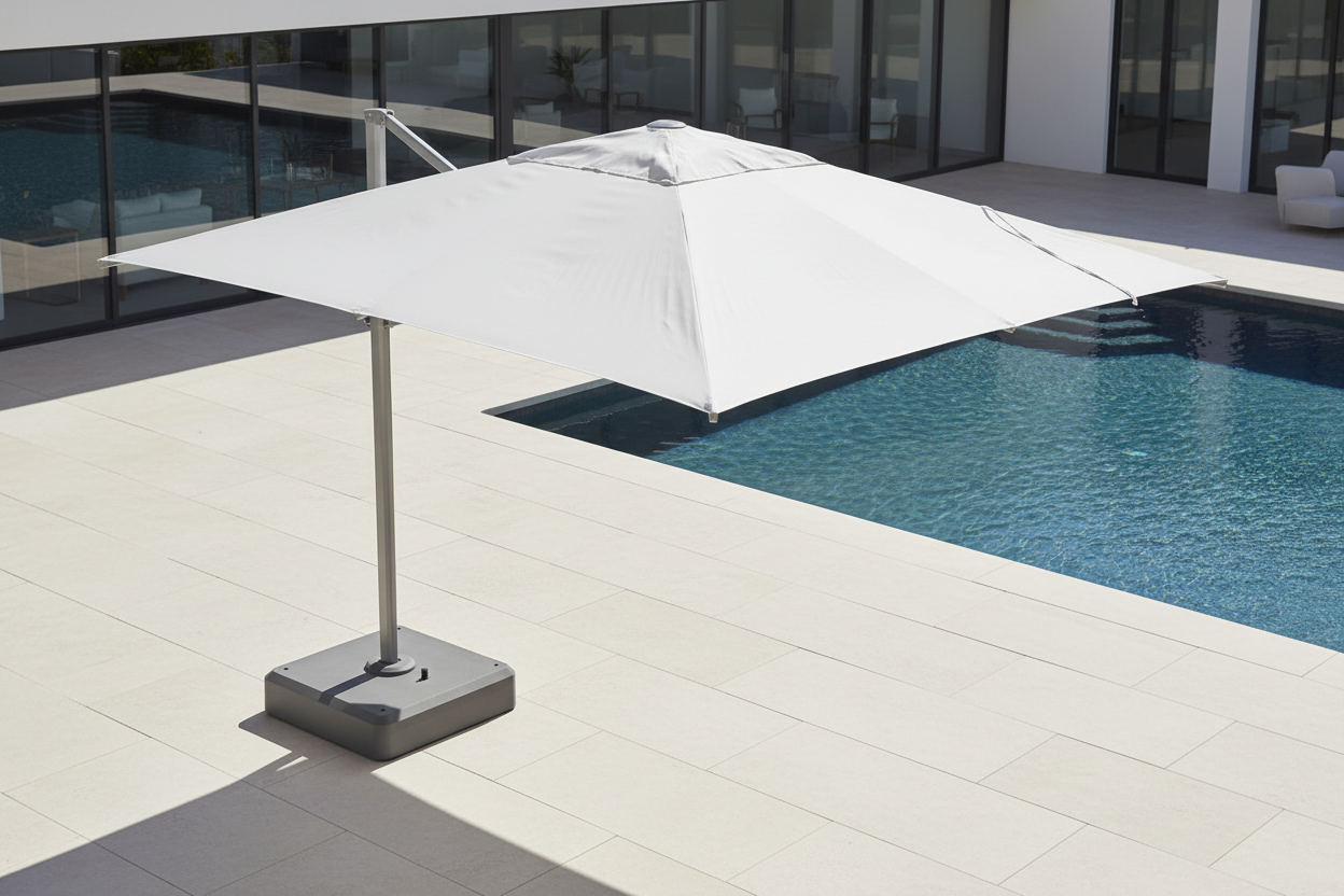 DecoScape The Grand 13' Outdoor Cantilever Umbrella - Mirror Anodized Finish