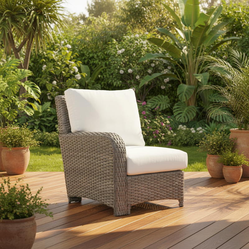 South Sea Rattan Saint Tropez Wicker Outdoor Left Arm Lounge Chair