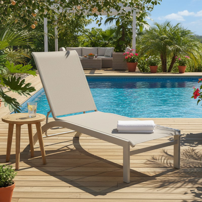 Telescope Casual Kendall Sling Stacking Armless Lay Flat Chaise