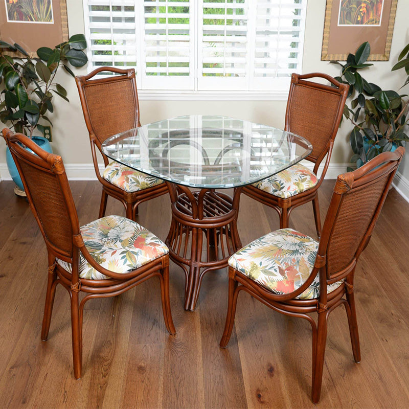 Alexander & Sheridan Serengeti Rattan Indoor 4-Person Dining Set with Armless Chairs