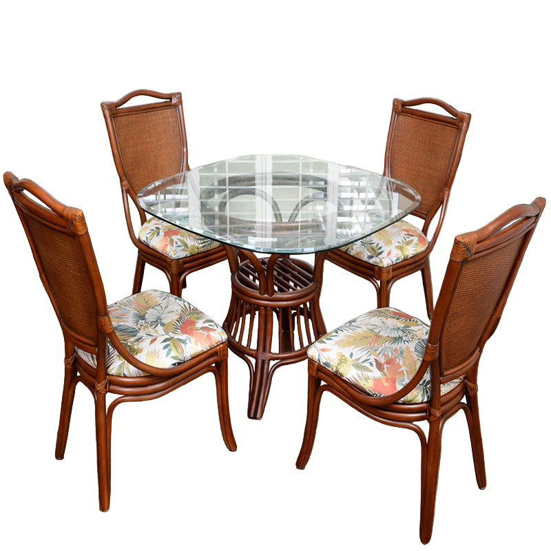 Alexander & Sheridan Serengeti Rattan Indoor 4-Person Dining Set with Armless Chairs