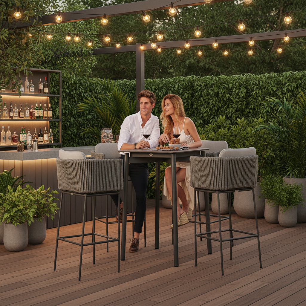 Skyline Design Boston Aluminum Rope Outdoor 4-Person Pub Set