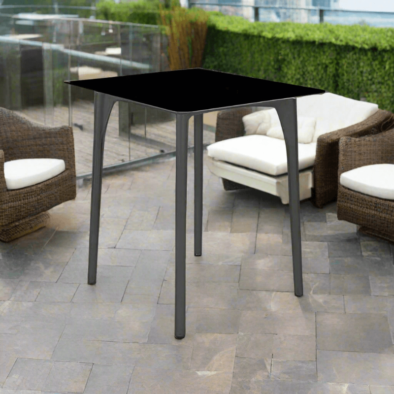 Skyline Design Boston Aluminum Outdoor Square Pub Table with Glass