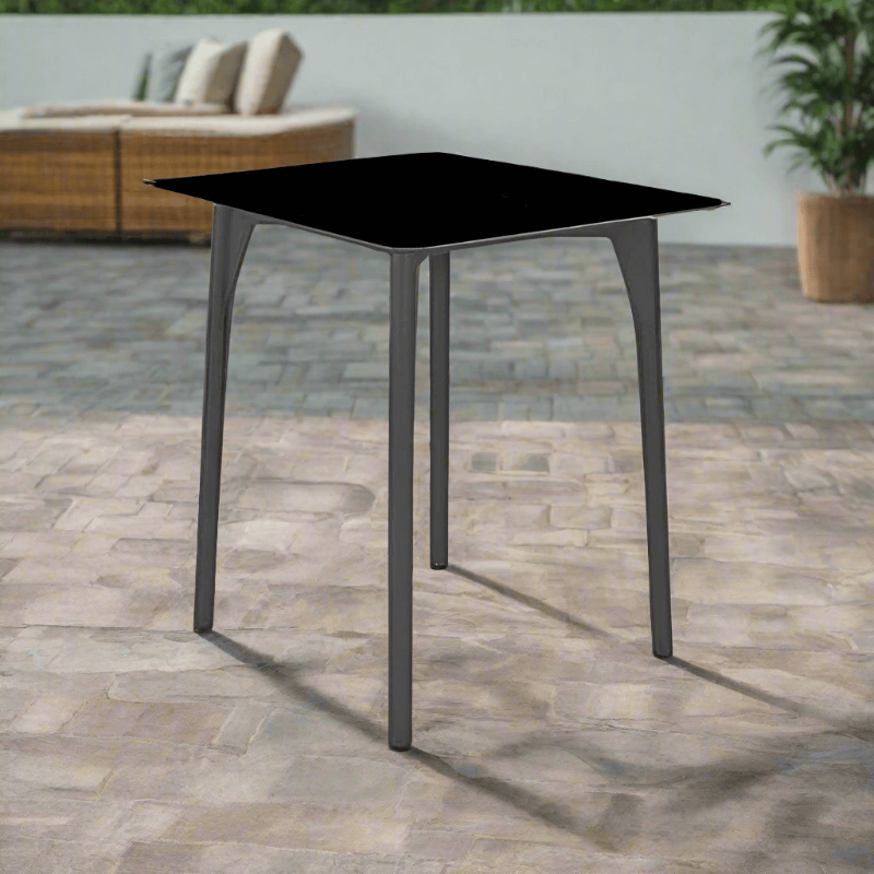 Skyline Design Boston Aluminum Outdoor Square Pub Table with Glass