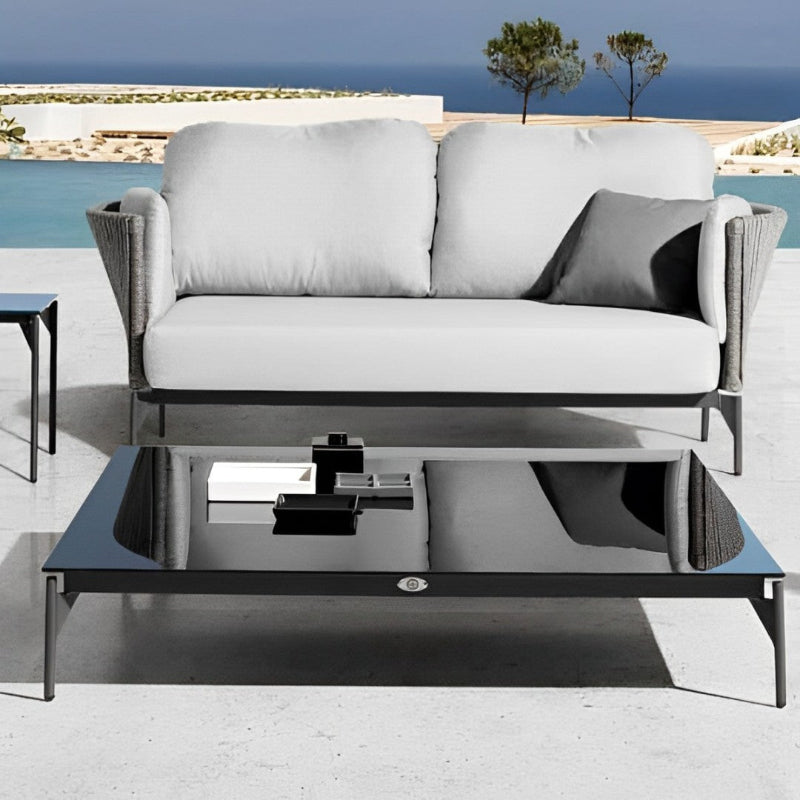 Skyline Design Boston Aluminum Outdoor Coffee Table with Glass