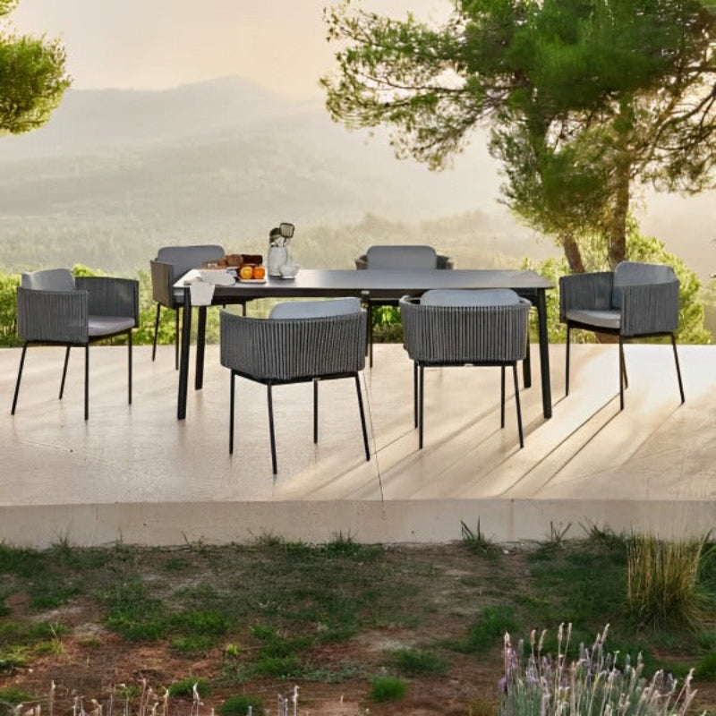 Skyline Design Boston Aluminum Outdoor Rectangular Dining Table with Glass