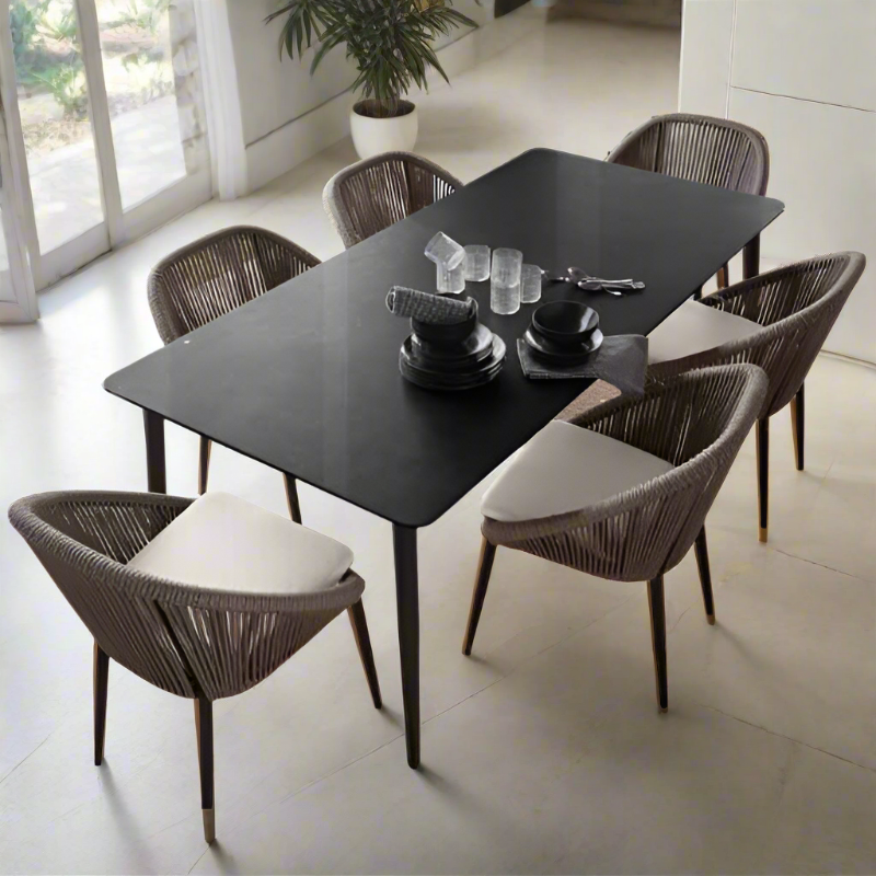 Skyline Design Rodona Rope Outdoor 6-Person Rectangular Dining Set