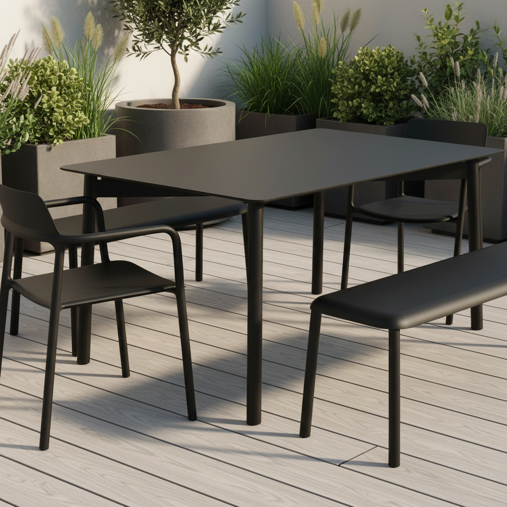 Skyline Design Rodona Aluminum Outdoor Square Dining Table with Glass