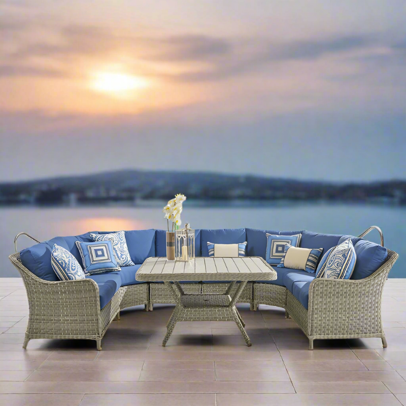 South Sea Rattan Mayfair Wicker Outdoor 8-Person Conversation Set