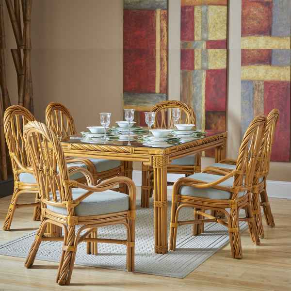 South Sea Rattan New Twist Indoor Rectangular Dining Table (Chairs Not Included)