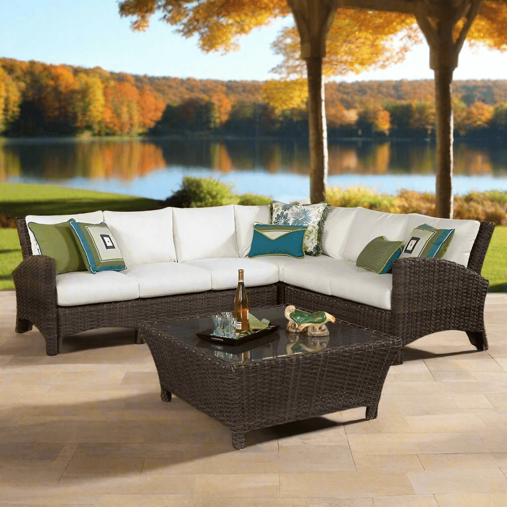 South Sea Rattan Panama Resin Wicker Sectional Set