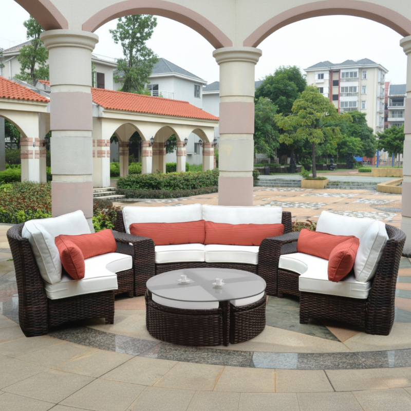 South Sea Rattan Saint Tropez Wicker Curved Sectional Set