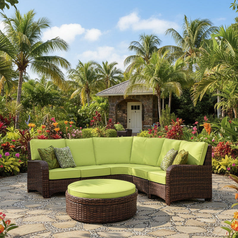 South Sea Rattan Saint Tropez Wicker Outdoor 5-Person Sectional Set