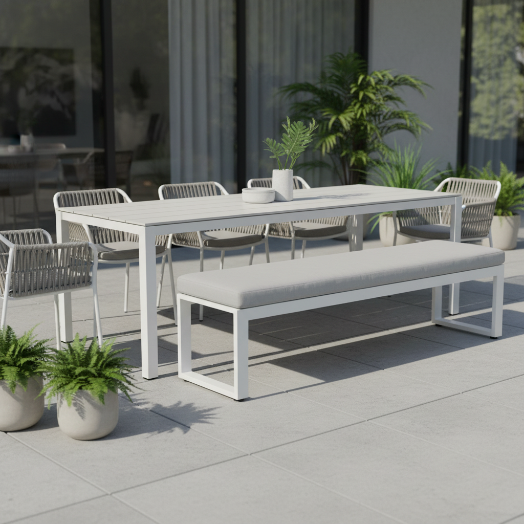 Sunset West Newport Aluminum Outdoor Dining Bench