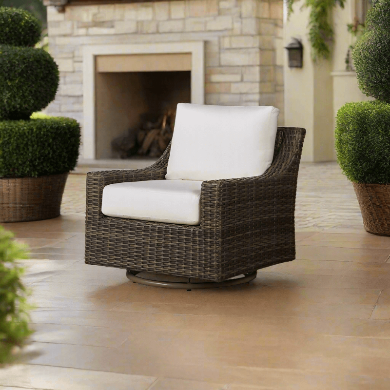 Lloyd Flanders Mesa Woven Vinyl Outdoor Swivel Glider Lounge Chair