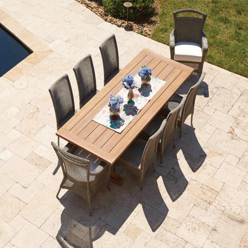 Lloyd Flanders Teak 86" Rectangle Dining Table With Trestle Base