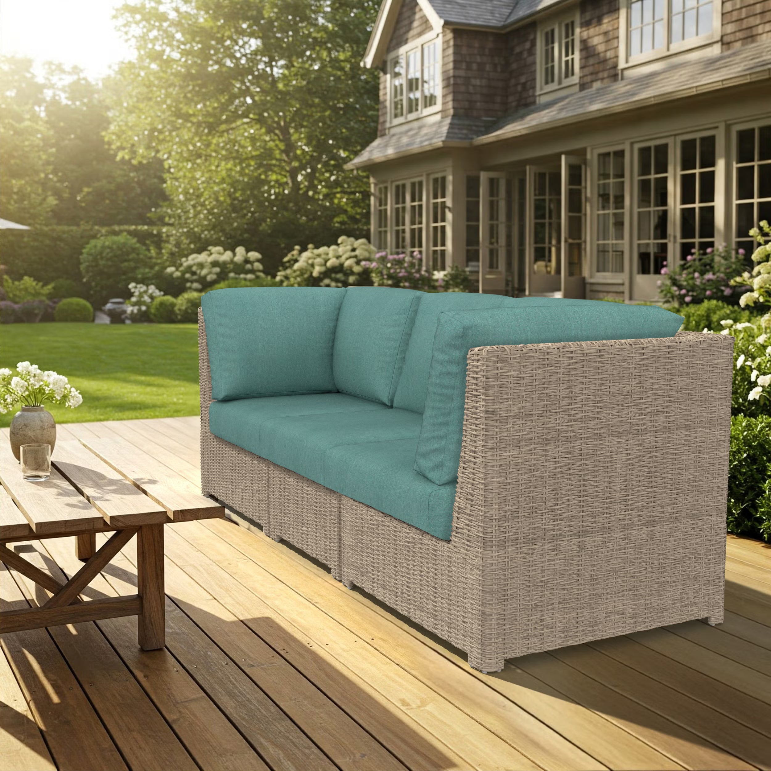 NorthCape International Terraza Wicker Outdoor Sectional 90 Degree Corner Chair