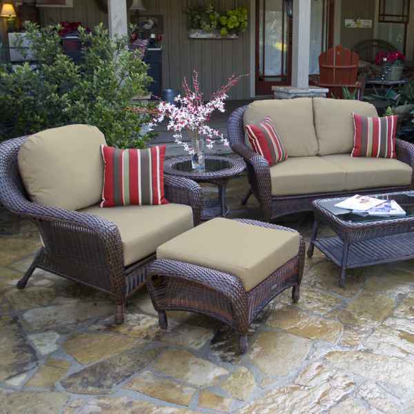 Tortuga Outdoor Sea Pines Resin Wicker Patio Furniture Set With Loveseat
