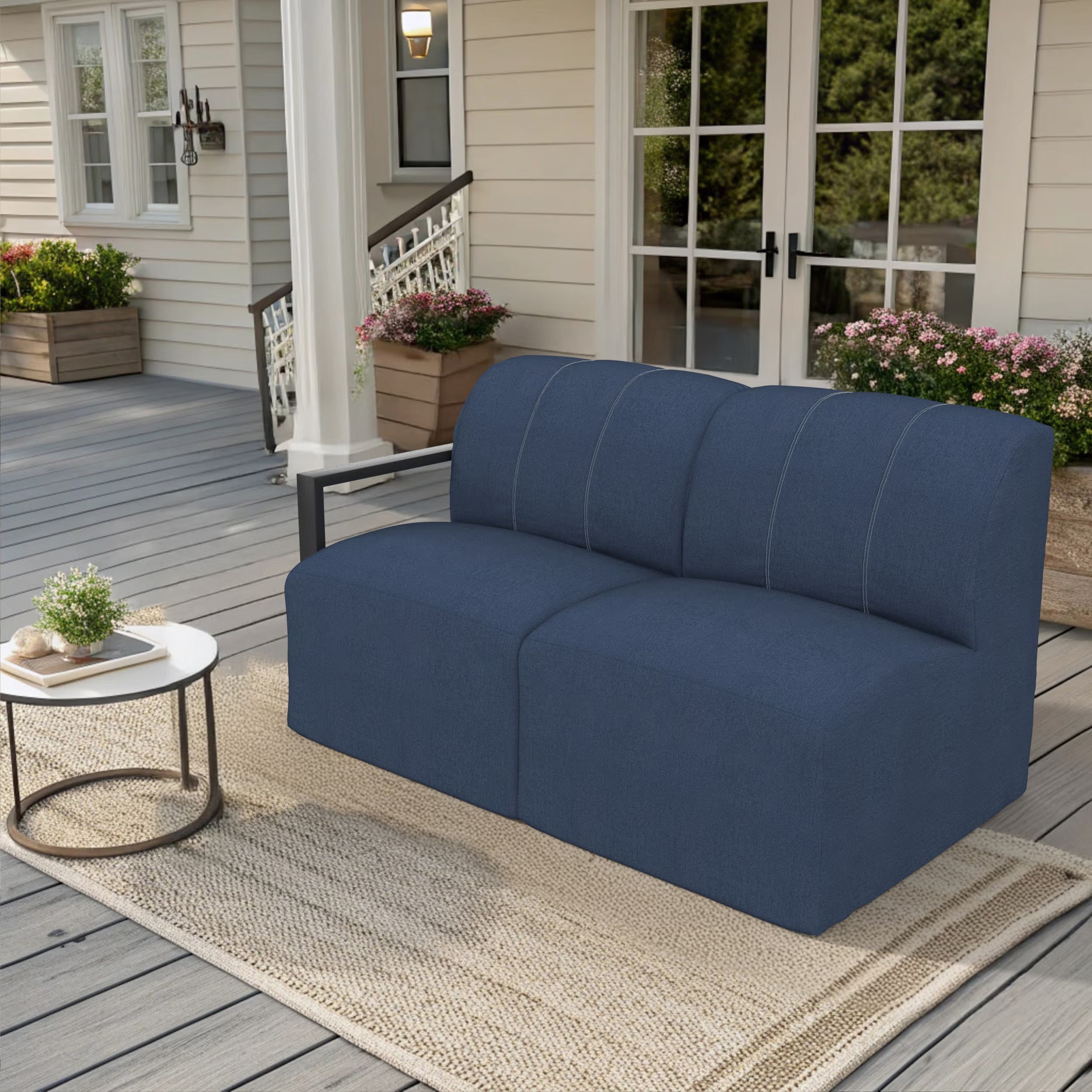 Forever Patio Tuscino Recycled Poly Lumber Outdoor Sectional Right Arm Loveseat