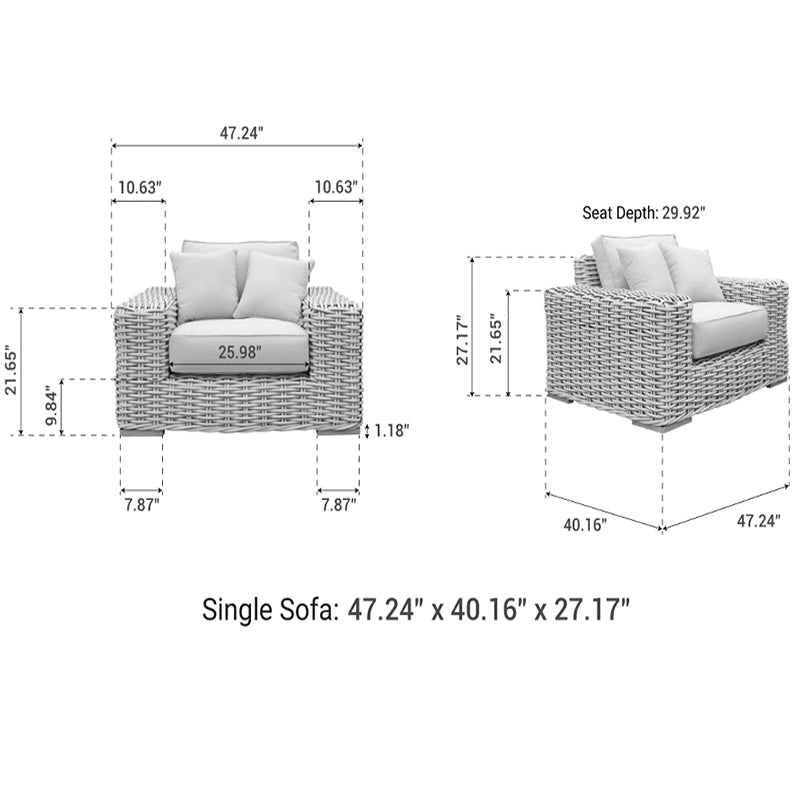 OUTSY Anna LUX Wicker Aluminum Outdoor 5-Person Conversation Set