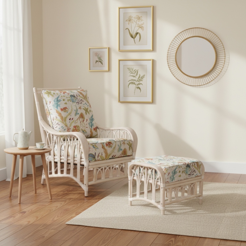 Alexander & Sheridan Cuba Rattan Indoor 2-Piece Lounge Chair Set with Cushions