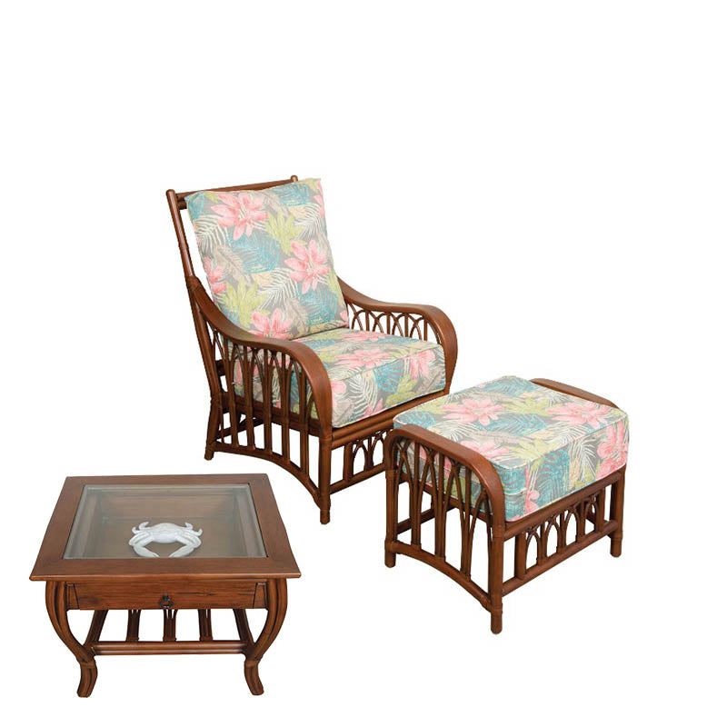 Alexander & Sheridan Cuba Rattan Indoor 3-Piece Lounge Chair Set with Cushions