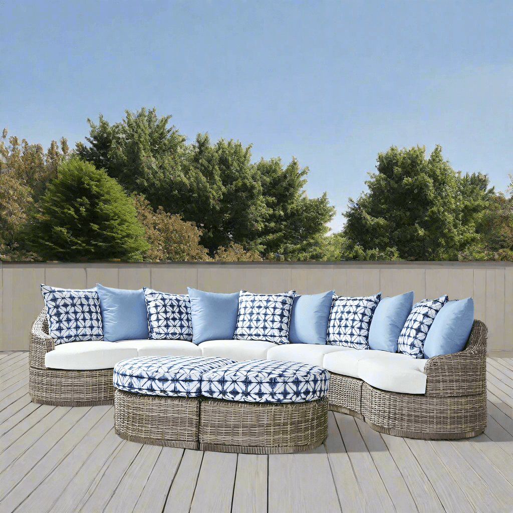 South Sea Rattan Luna Cove Wicker Sectional 8 Piece Lounge Set