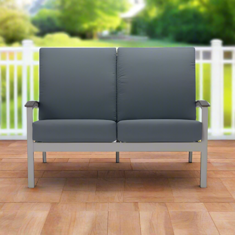 Telescope Casual Bazza Cushion MGP Aluminum Outdoor Two-Seat Loveseat