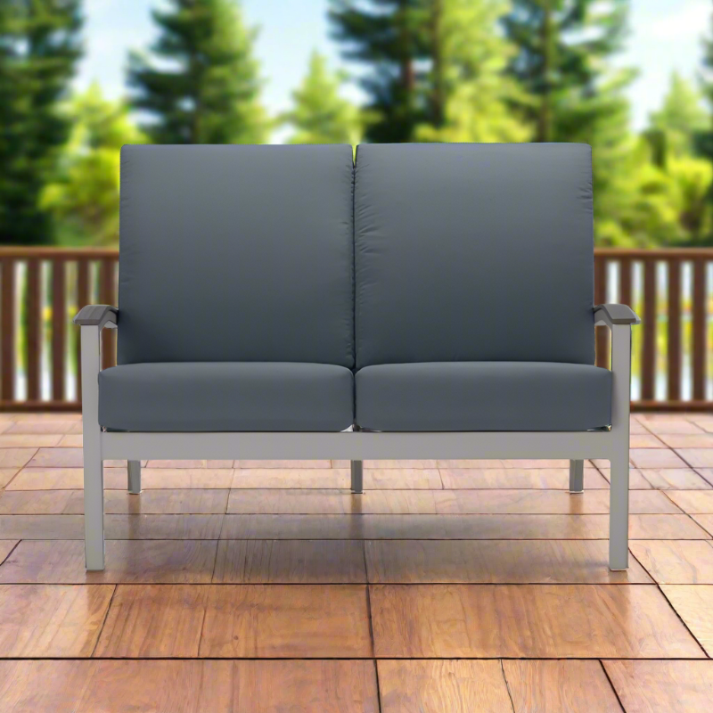 Telescope Casual Bazza Cushion MGP Aluminum Outdoor Two-Seat Loveseat