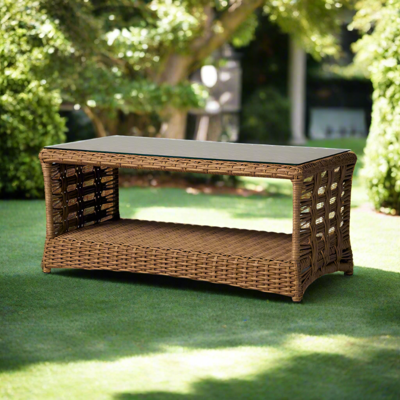 Lloyd Flanders Magnolia Woven Vinyl Outdoor 42.5" Rectangular Cocktail Table