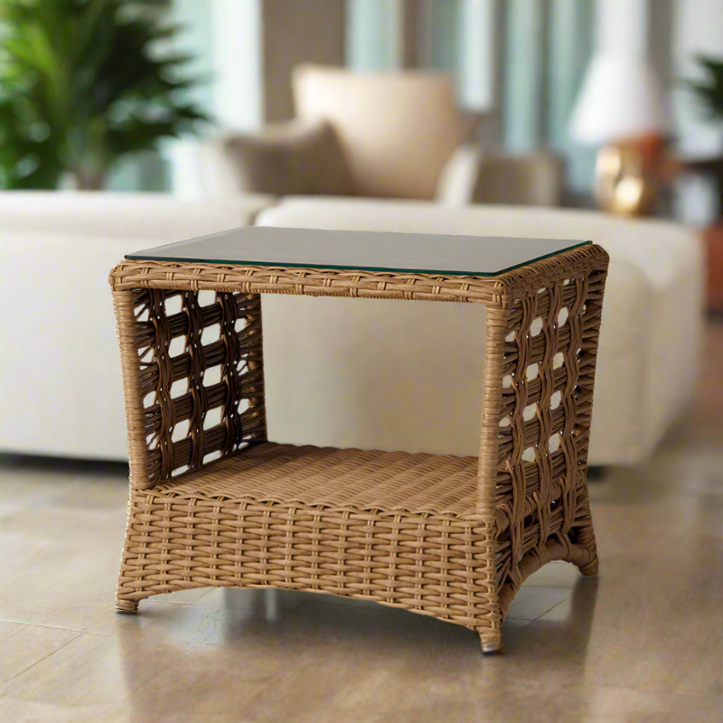 Lloyd Flanders Magnolia Woven Vinyl Outdoor 24.75" Rectangular End Table
