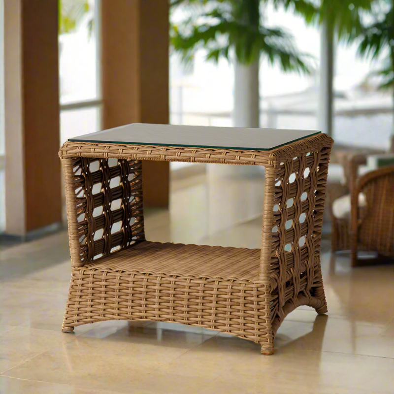 Lloyd Flanders Magnolia Woven Vinyl Outdoor 24.75" Rectangular End Table