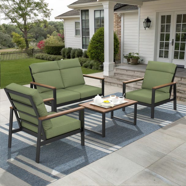 NorthCape International Windsor Aluminum Outdoor 4-Person Conversation Patio Set