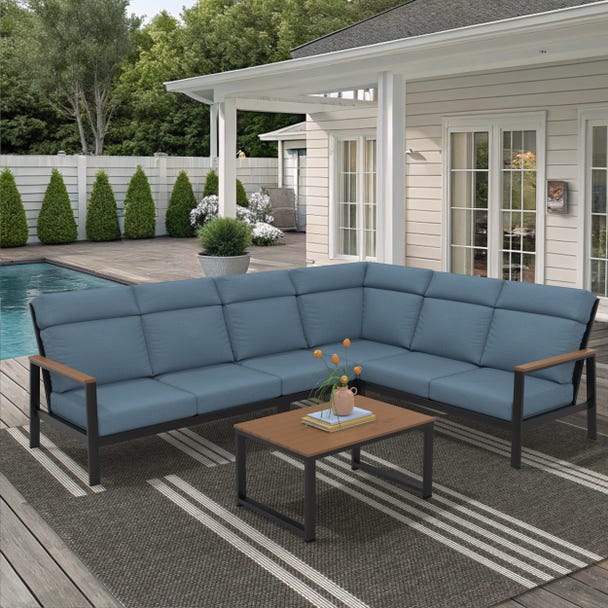 NorthCape International Windsor Aluminum Outdoor 6-Person Modular Lounge Patio Set