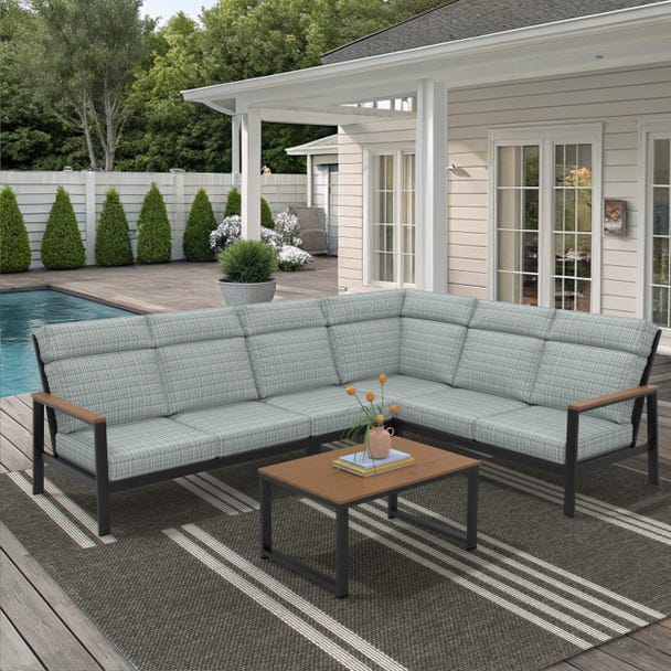 NorthCape International Windsor Aluminum Outdoor 6-Person Modular Lounge Patio Set