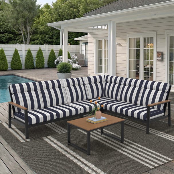 NorthCape International Windsor Aluminum Outdoor 6-Person Modular Lounge Patio Set