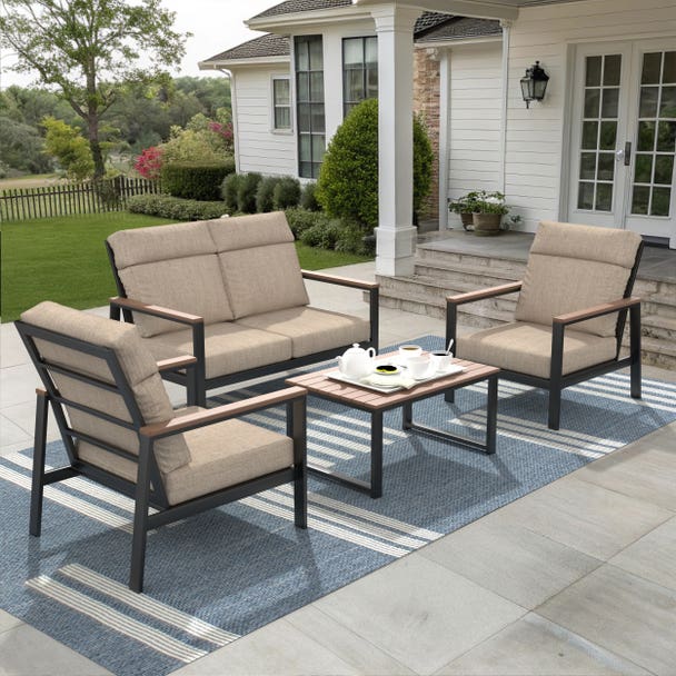 NorthCape International Windsor Aluminum Outdoor 4-Person Conversation Patio Set