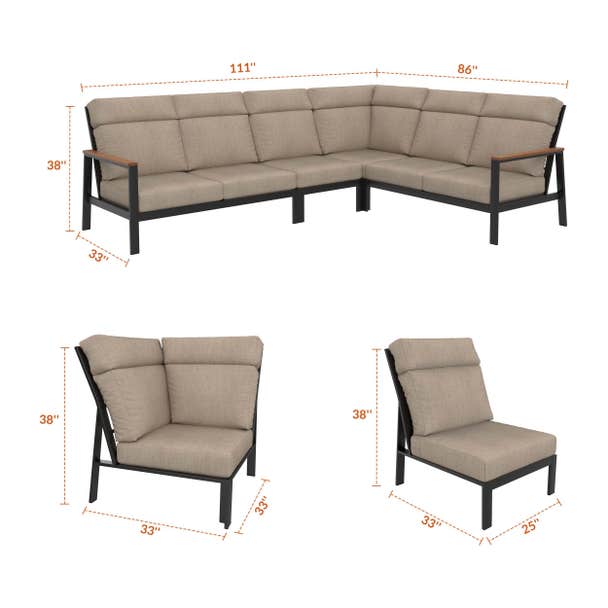 NorthCape International Windsor Aluminum Outdoor 6-Person Modular Lounge Patio Set