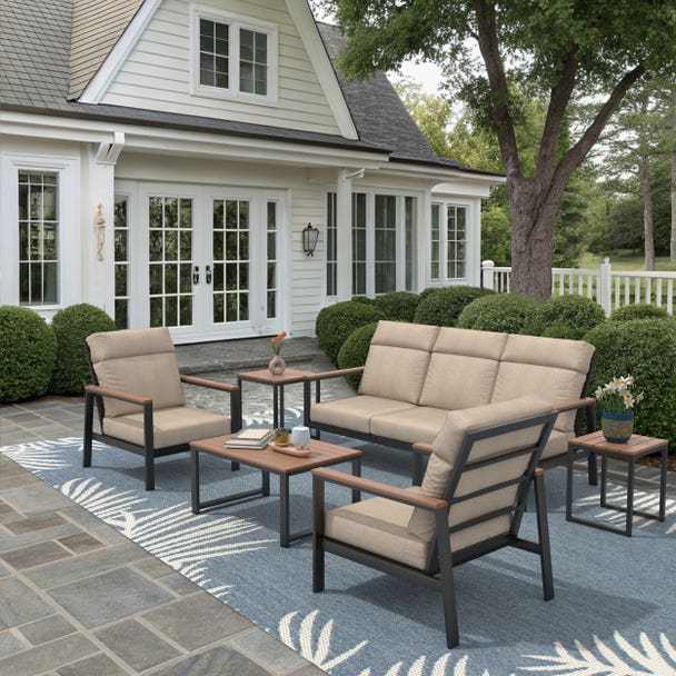 NorthCape International Windsor Aluminum Outdoor 5-Person Modular Seating Patio Set